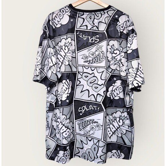 OH SNAP!  Men's 2XL Drill Clothing Co Comic Pop Art T-Shirt Stretch Black White - Picture 2 of 5